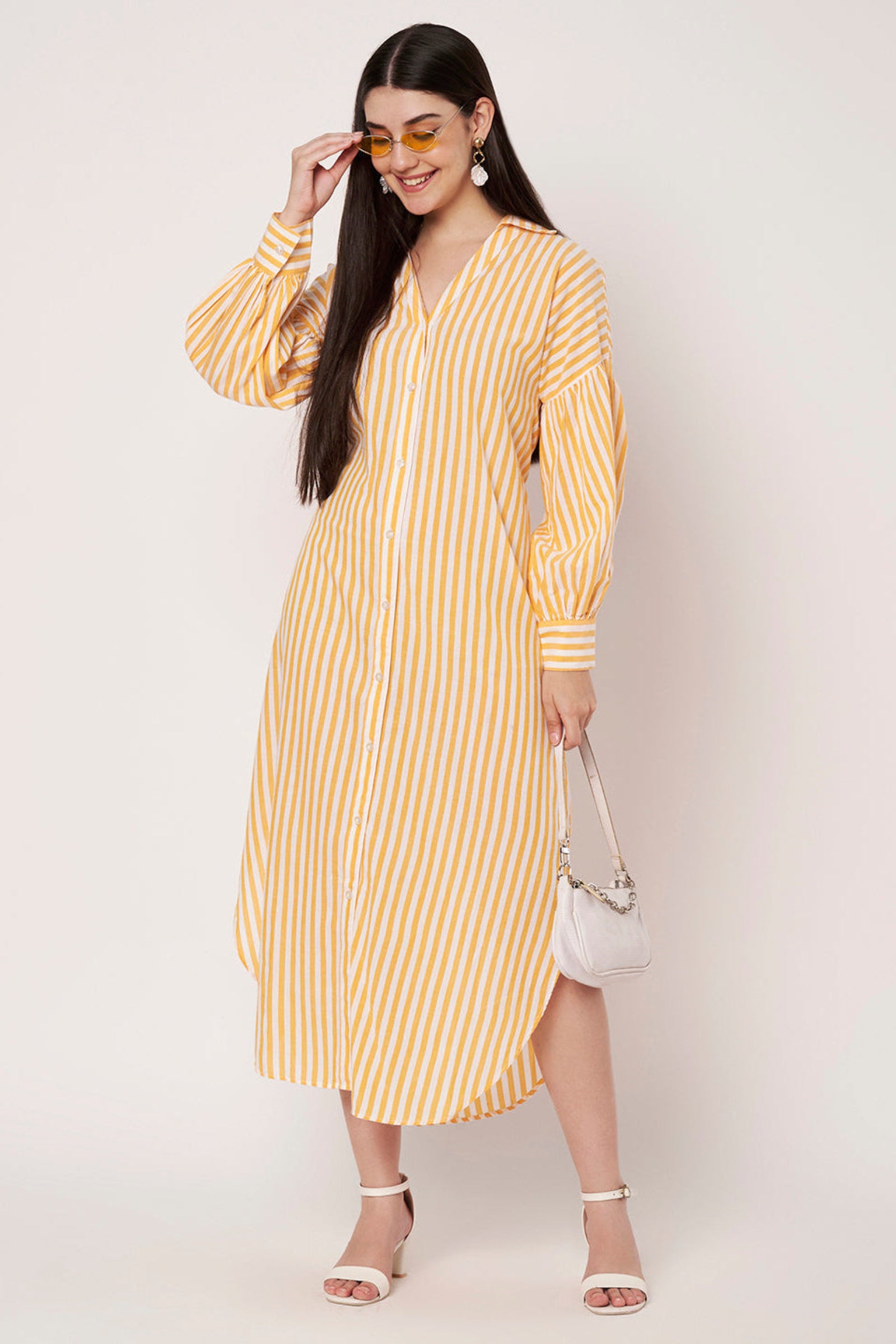 Yellow Striped Shirt Dress – Amagyaa Yellow Striped Shirt Dress – Amagyaa