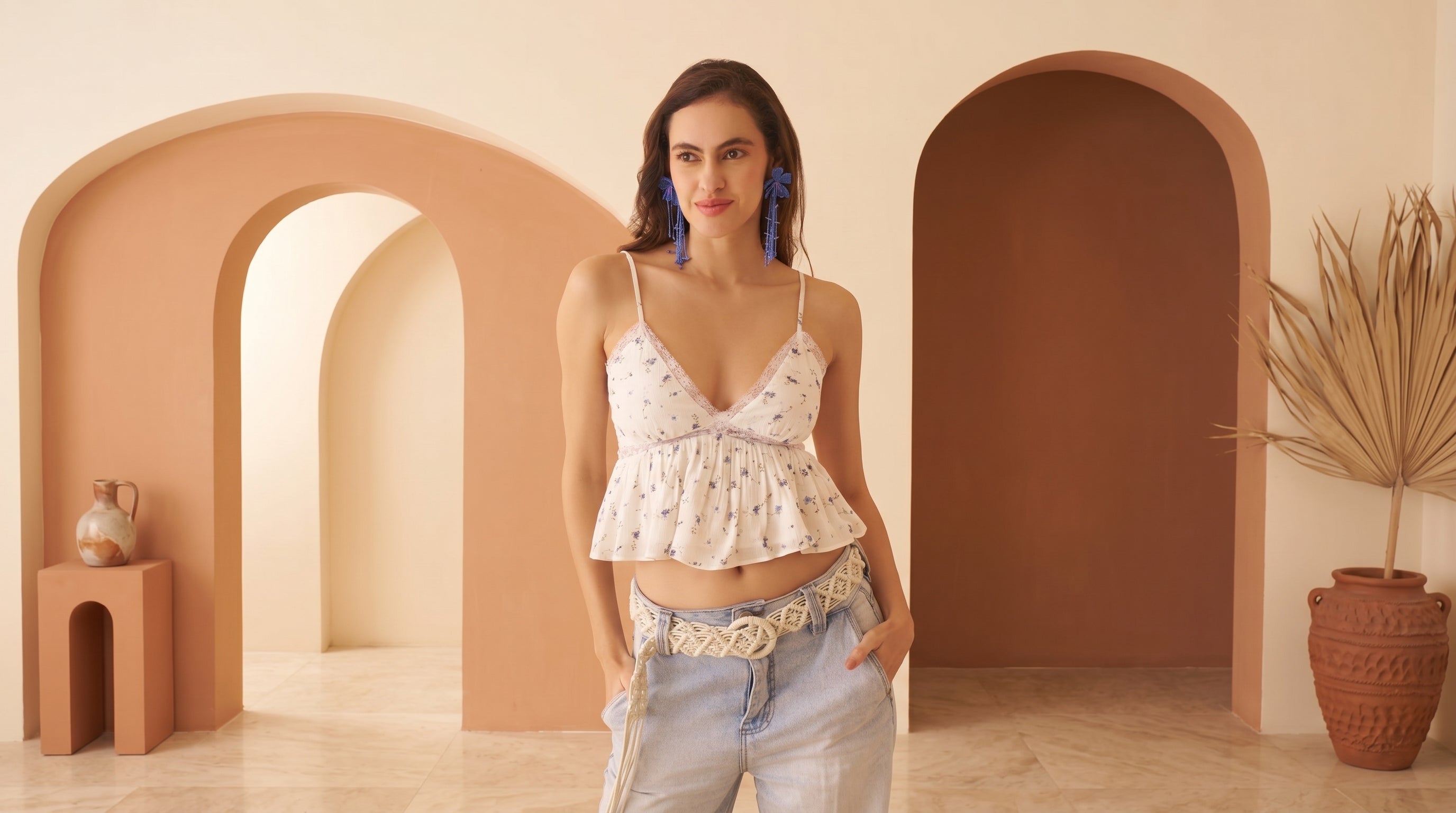 AMAGYAA White Floral Top – Effortless Elegance for Modern Women