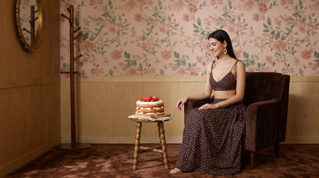 AMAGYAA Brown Polka Dot Co-ords – Vintage Charm Meets Modern Fashion