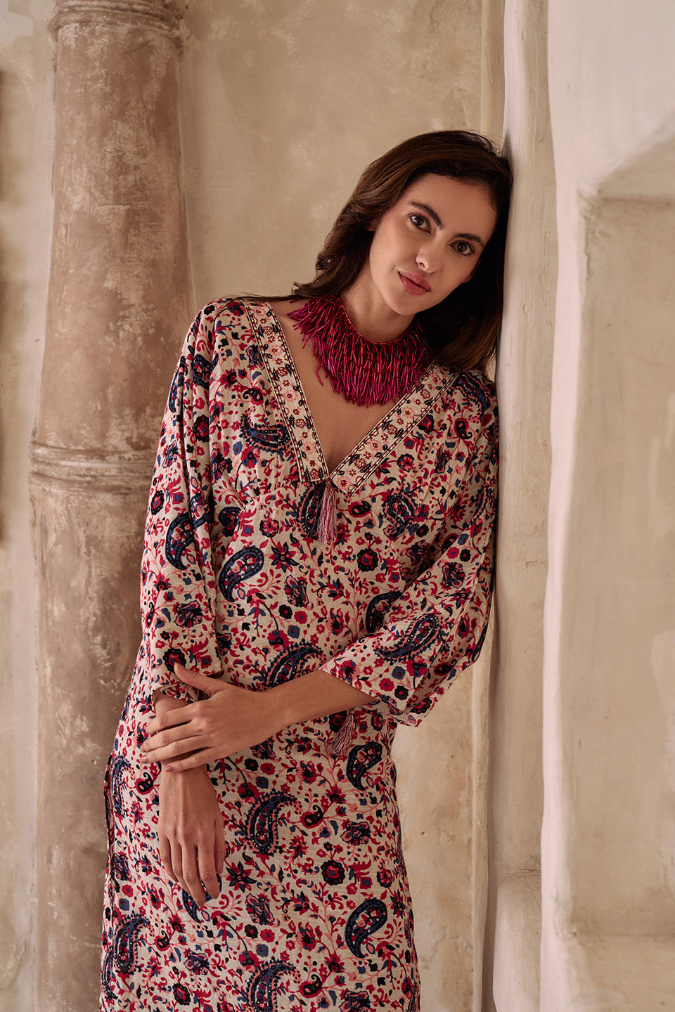 Amagyaa noor pink kaftan