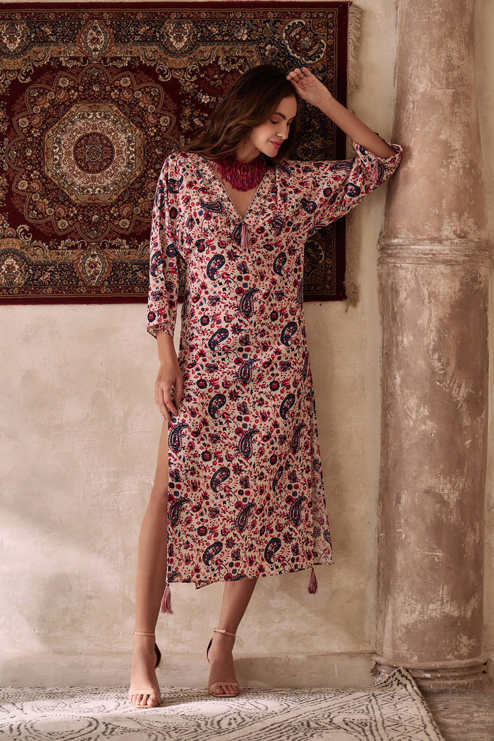 Amagyaa noor pink kaftan
