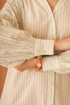 Amagyaa green stripe shirt dress