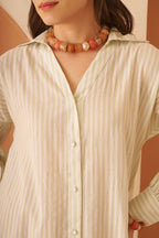Amagyaa green stripe shirt dress