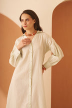 Amagyaa green stripe shirt dress