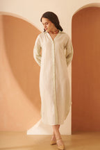 Amagyaa green stripe shirt dress
