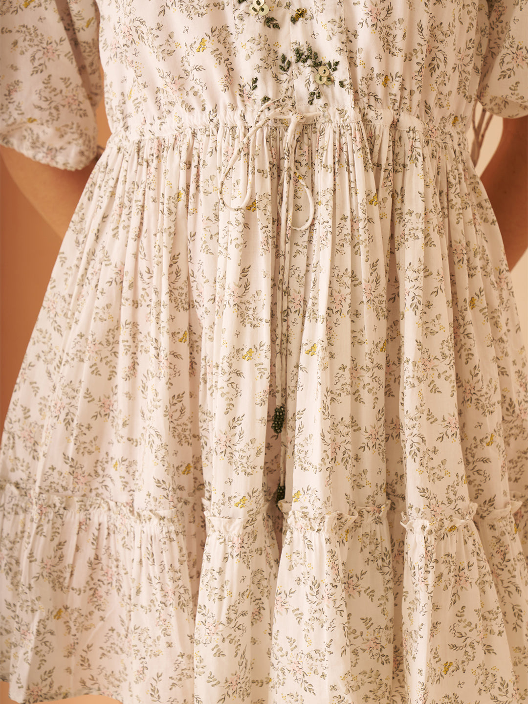 Amagyaa baby pink ruffle tiered mini dress
