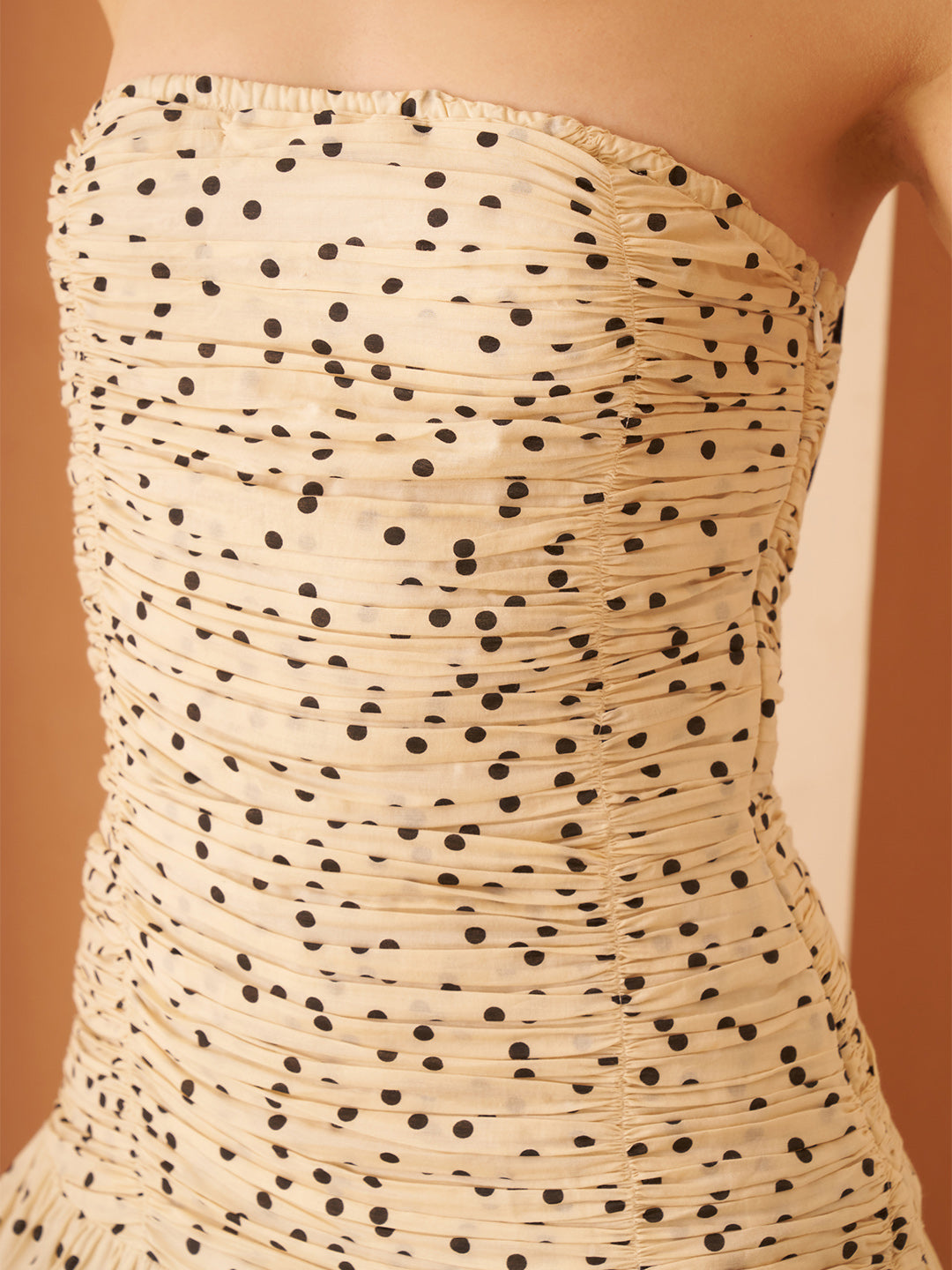 Amagyaa Polka Dot Cream Mini Dress