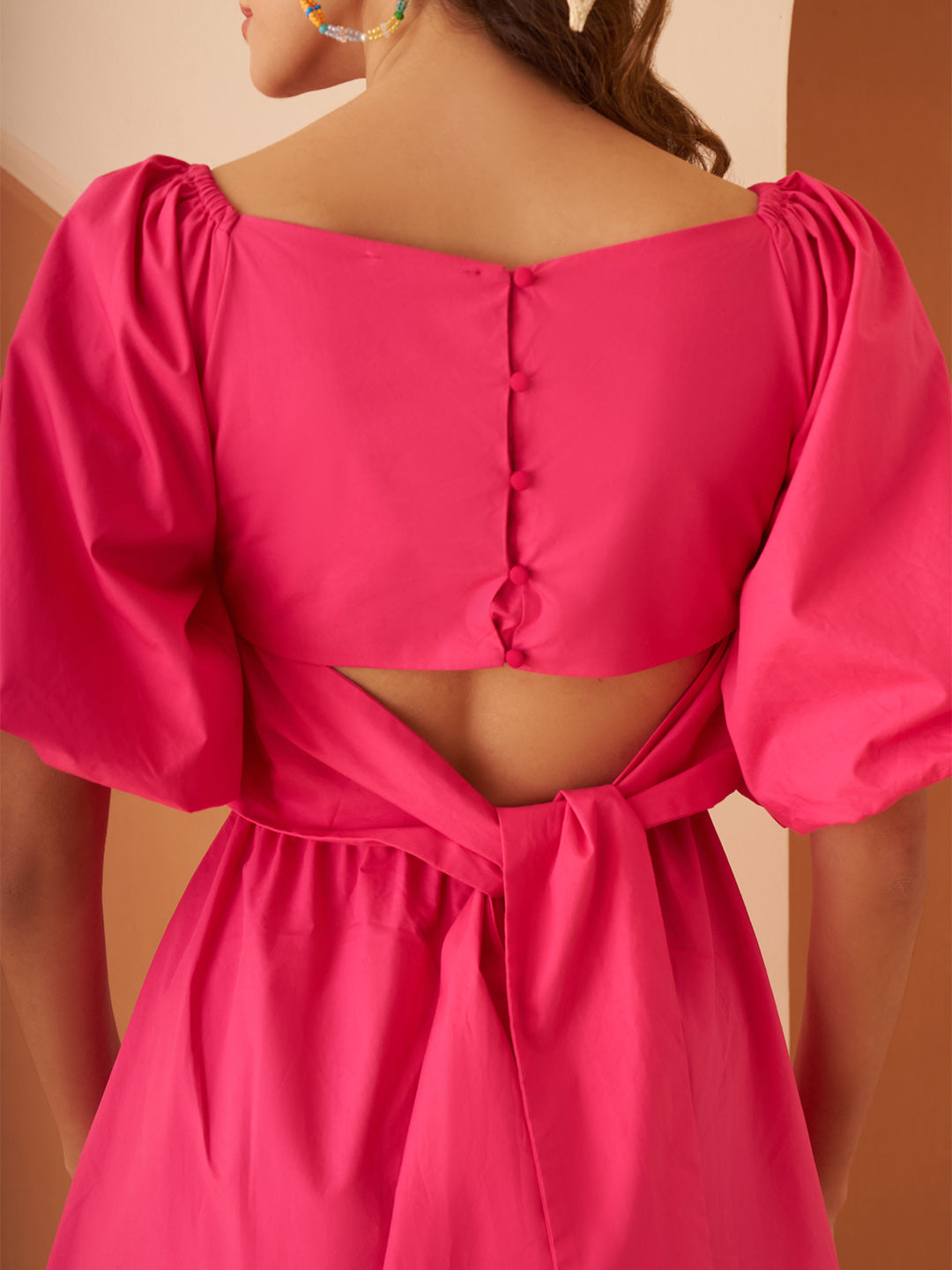 Amagyaa pink balloon sleeve dress