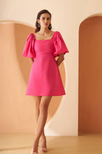 Amagyaa pink balloon sleeve dress
