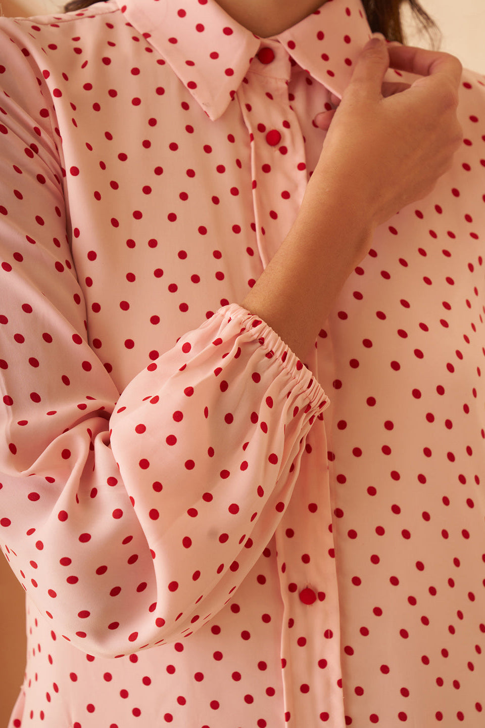 Amagyaa pink polka dot mini dress