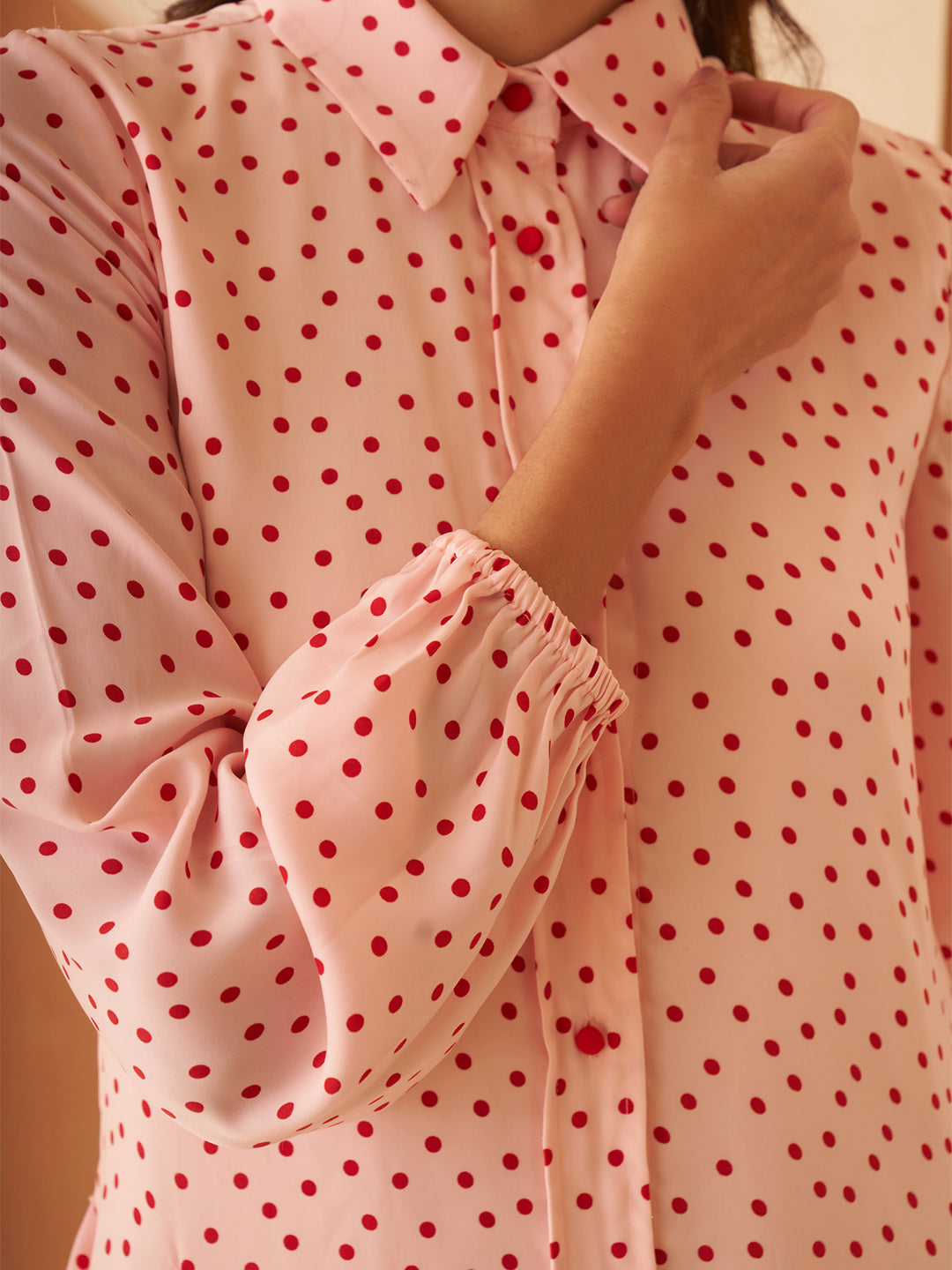 Amagyaa pink polka dot mini dress