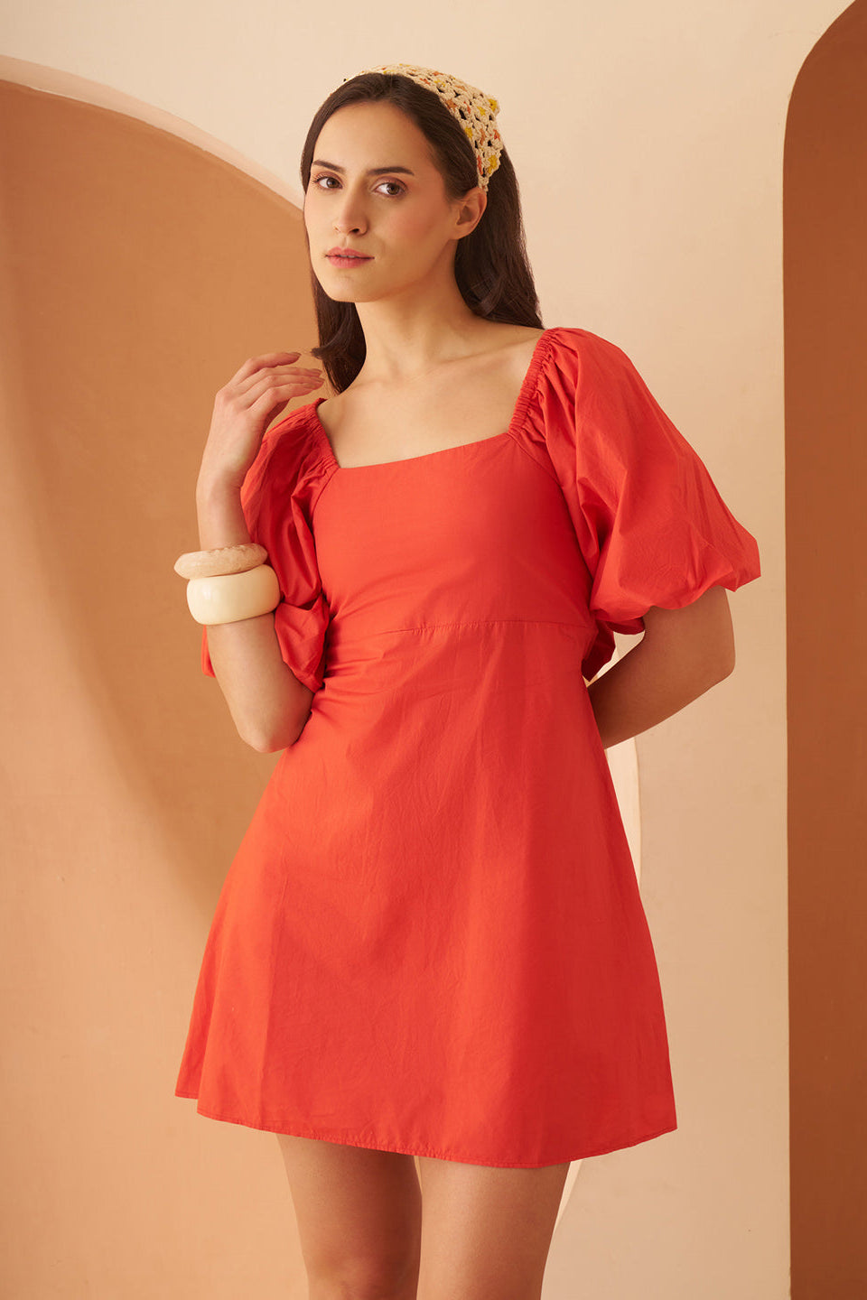 Amagyaa orange mini dress