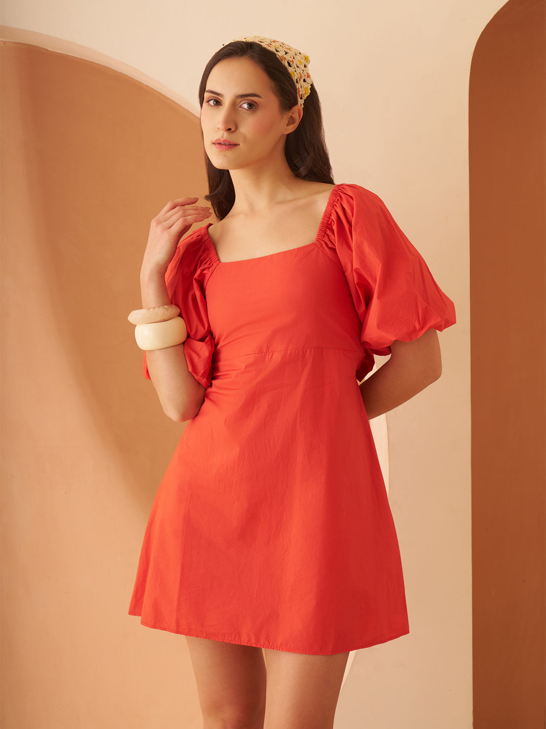 Amagyaa orange mini dress