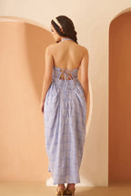 Amagyaa blue textured maxi dress