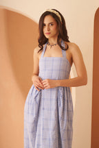 Amagyaa blue textured maxi dress