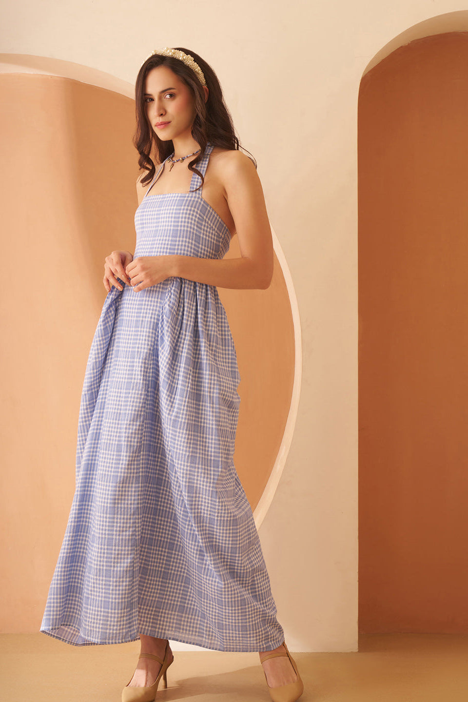 Amagyaa blue textured maxi dress