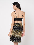 Women's Black Embellished Top with Skirt Co-ords
