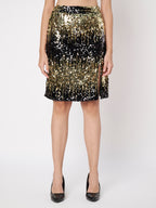 Women's Black Embellished Top with Skirt Co-ords