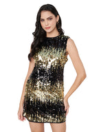 Black Sequin Sleeveless A-Line Mini Dress