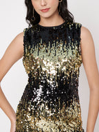 Black Sequin Sleeveless A-Line Mini Dress