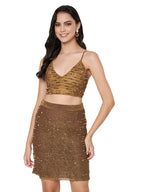 Women's Gold Embellished Top with Skirt Co-ords