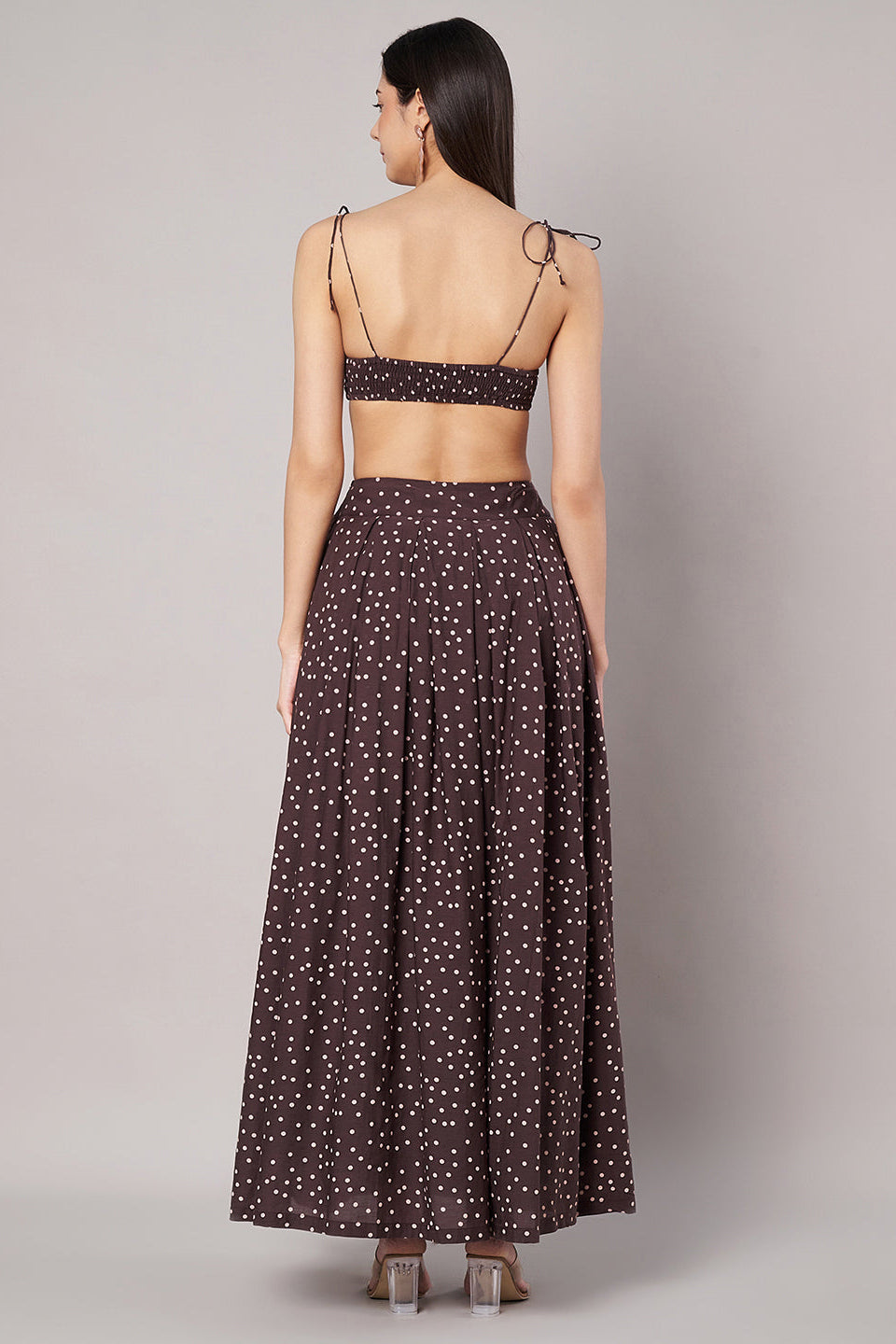 Amagyaa brown polka dot co-ords set