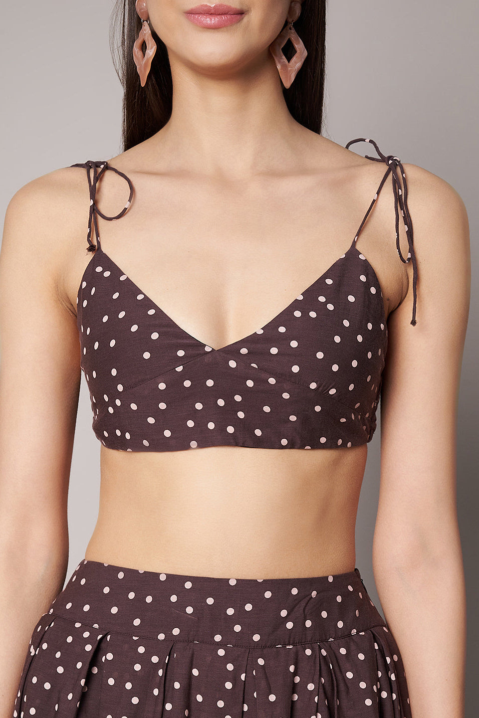 Amagyaa brown polka dot co-ords set