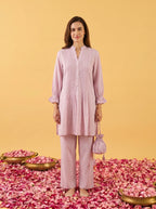 Elegant Pink Embroidered Ethnic Co-Ord Set for Women