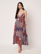 Multi-Print Cotton Rayon Maxi Dress