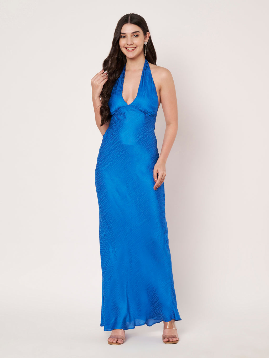 Blue Halter Maxi Dress