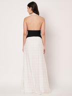 White Polka Dot Halter Neck Maxi Dress