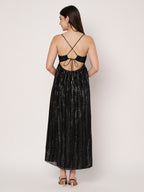 Black Lurex Maxi Bead Work Dress
