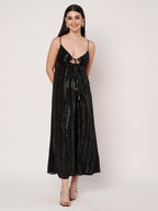 Black Lurex Maxi Bead Work Dress