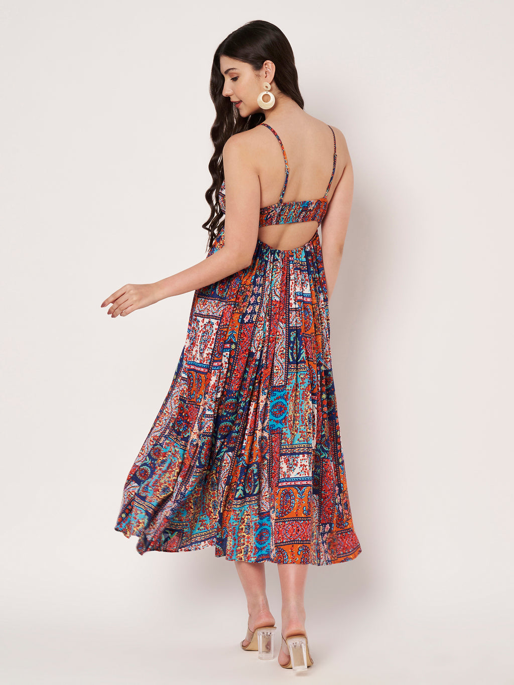 Multi-Print Cotton Rayon Maxi Dress