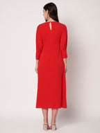 Embellished Red Midi Dress