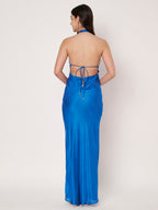 Blue Halter Maxi Dress