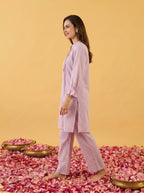 Elegant Pink Embroidered Ethnic Co-Ord Set for Women