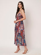 Multi-Print Cotton Rayon Maxi Dress