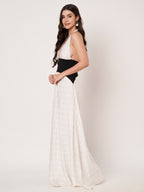White Polka Dot Halter Neck Maxi Dress
