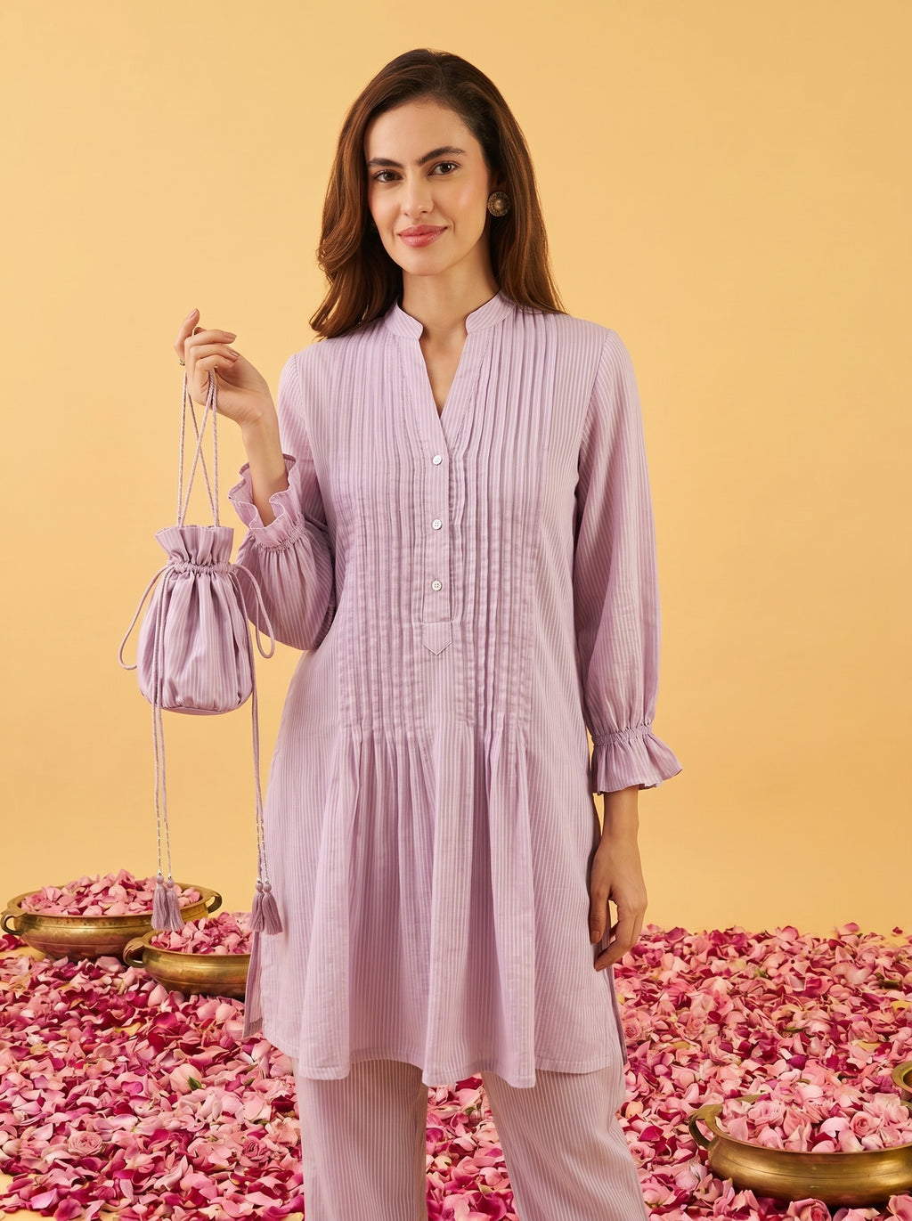 Elegant Pink Embroidered Ethnic Co-Ord Set for Women