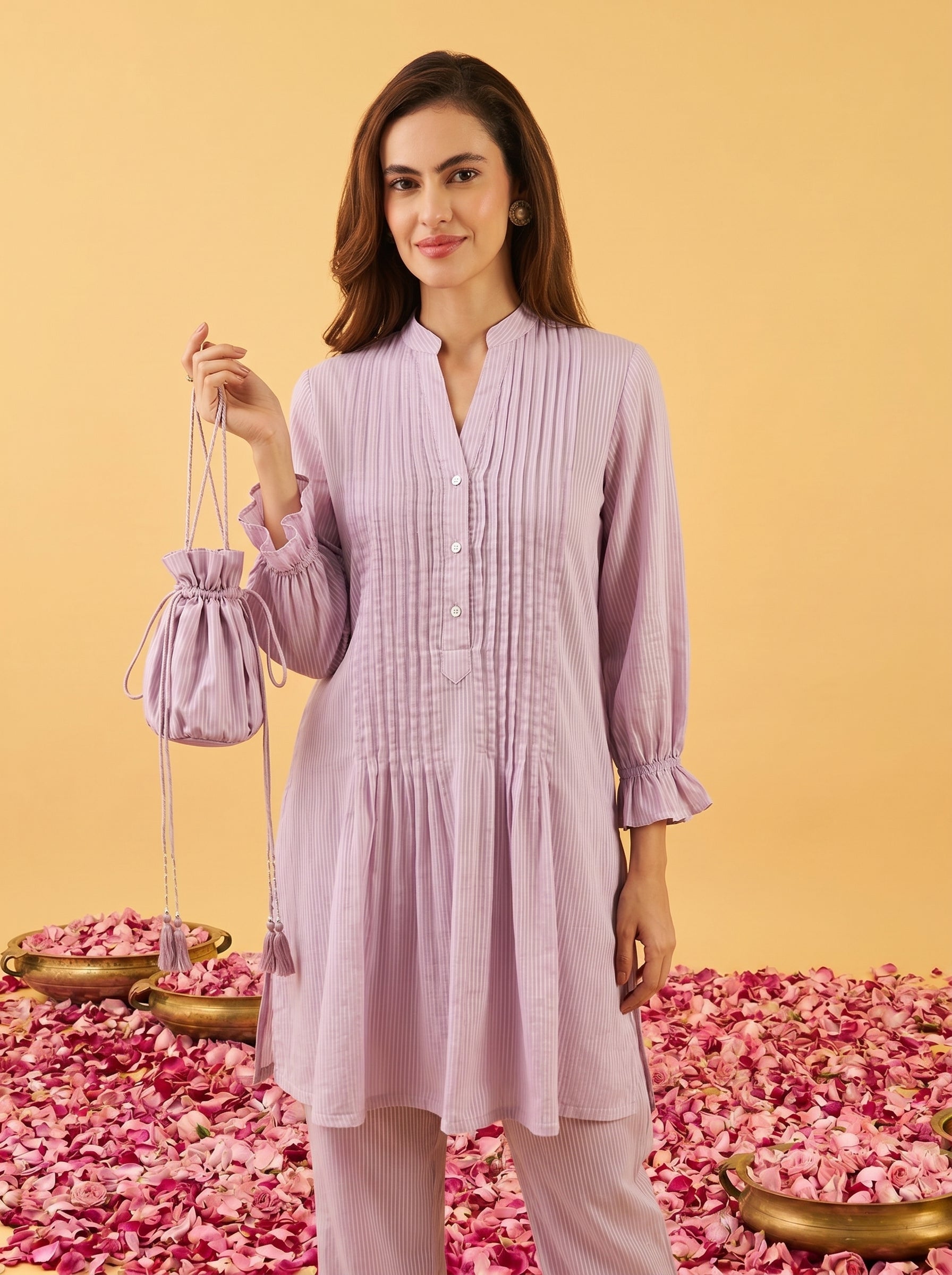 Elegant Pink Embroidered Ethnic Co-Ord Set for Women