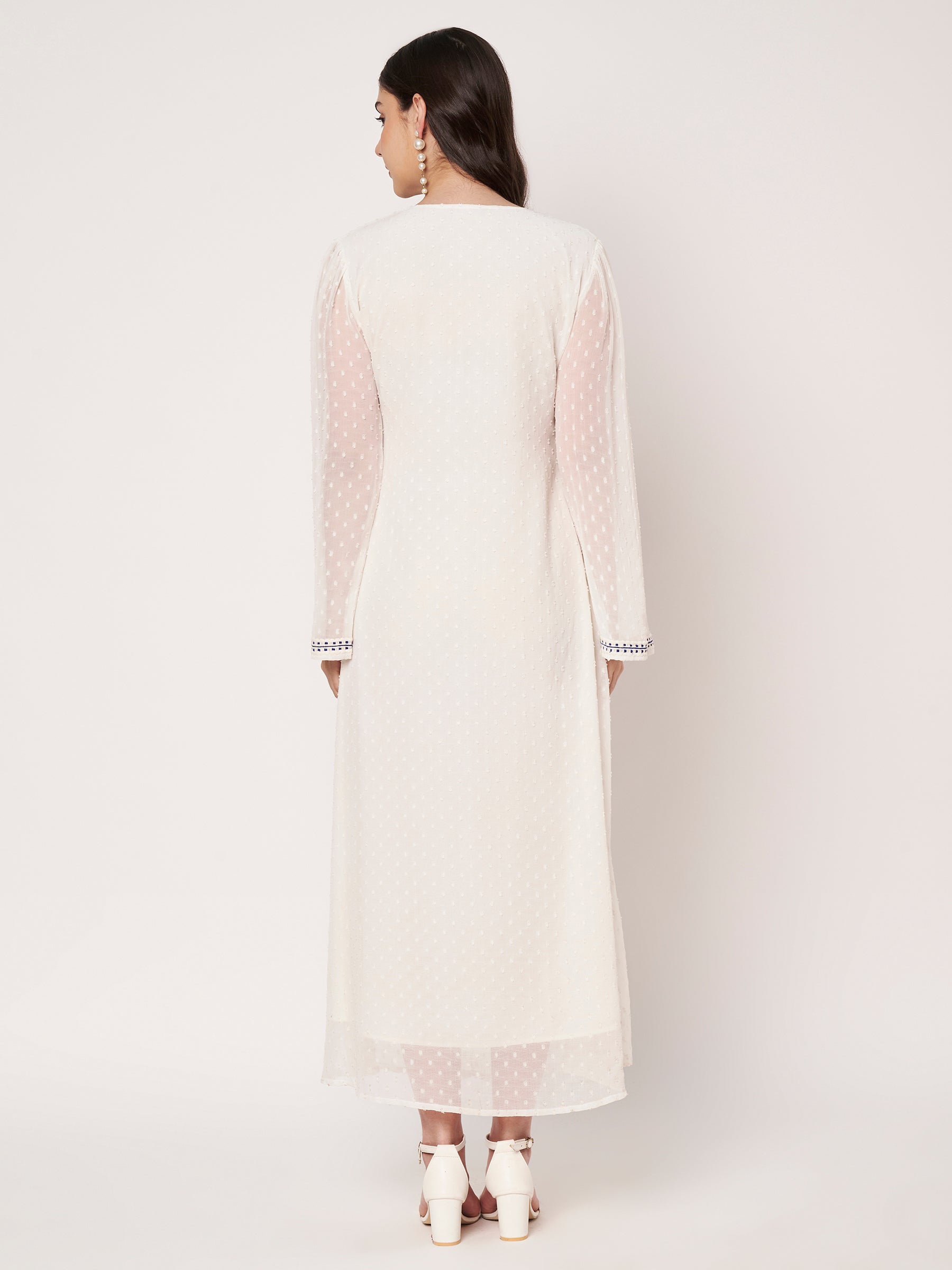 White Embroidered Kaftan Noor Collection