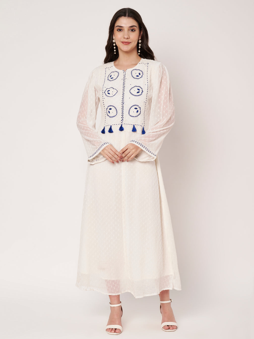 White Embroidered Kaftan Noor Collection
