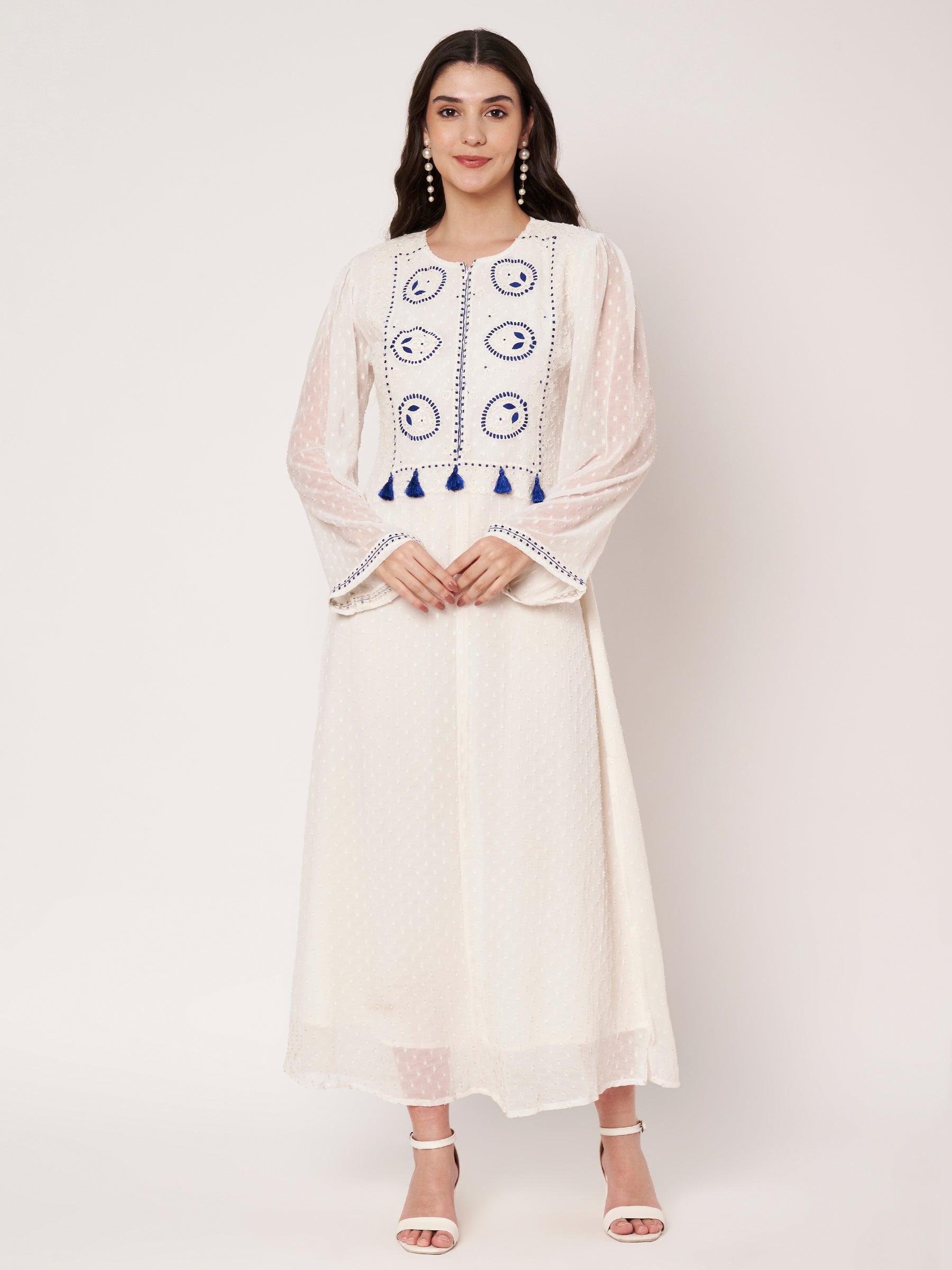 White Embroidered Kaftan Noor Collection