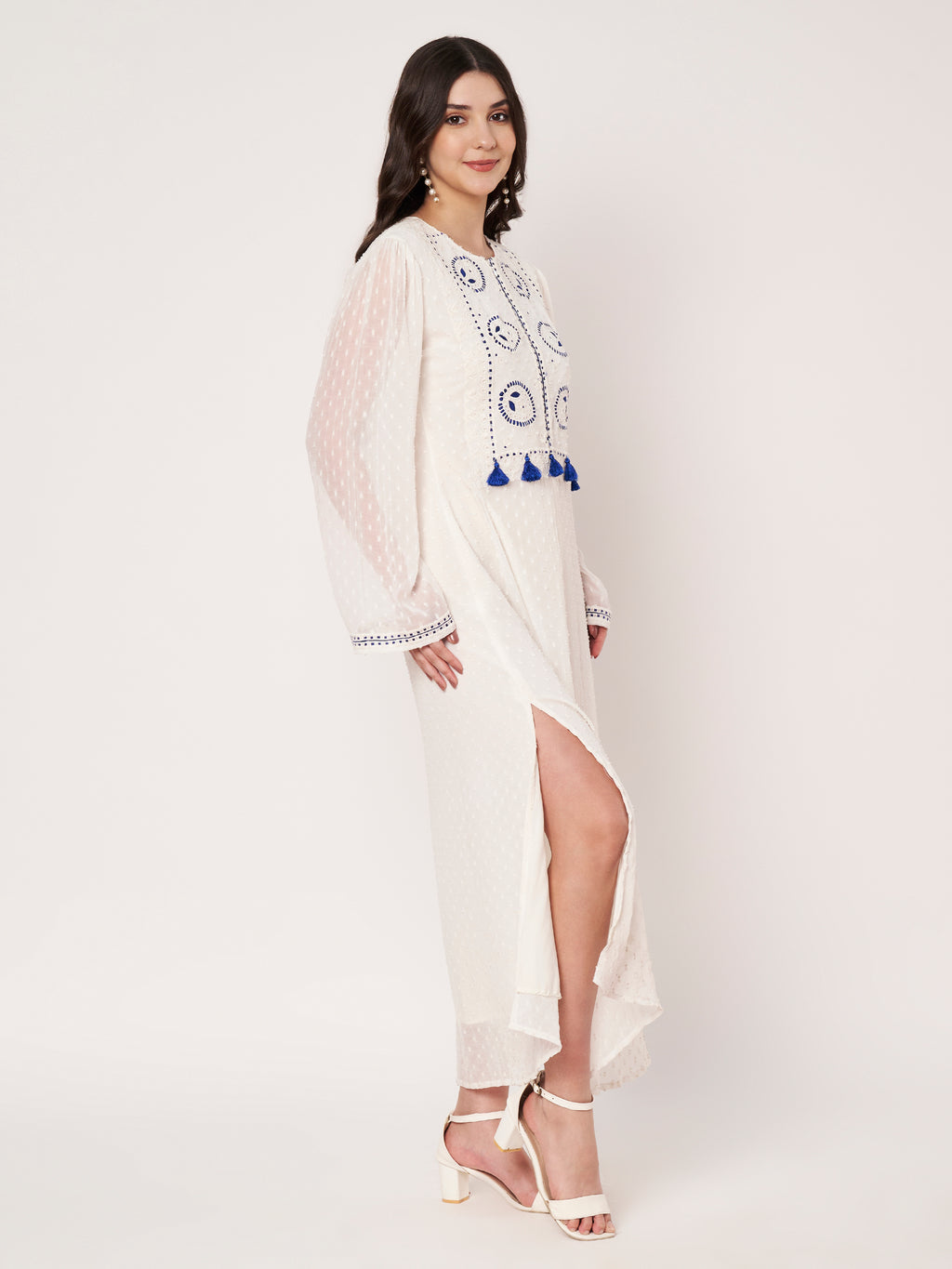 White Embroidered Kaftan Noor Collection