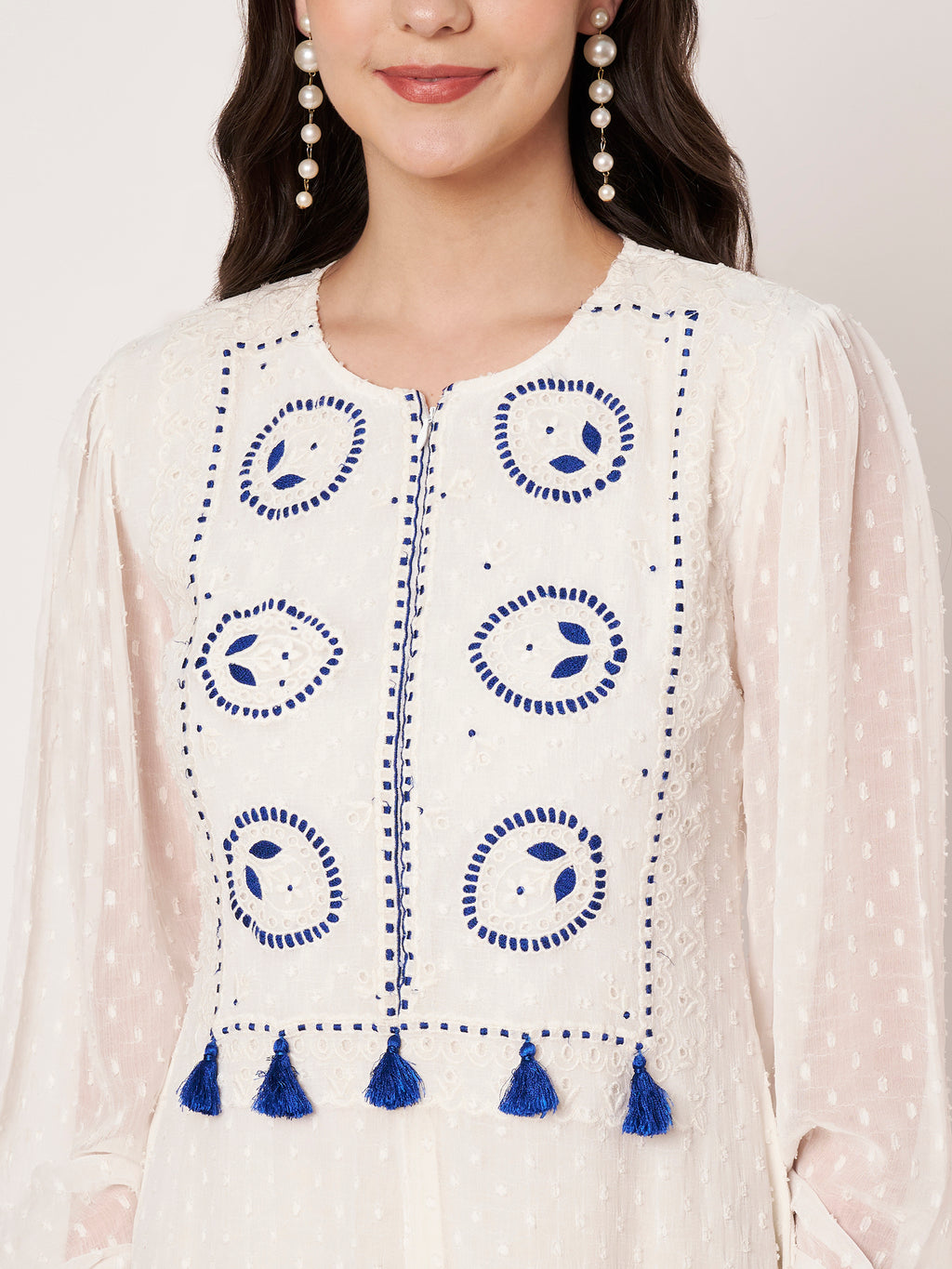 White Embroidered Kaftan Noor Collection