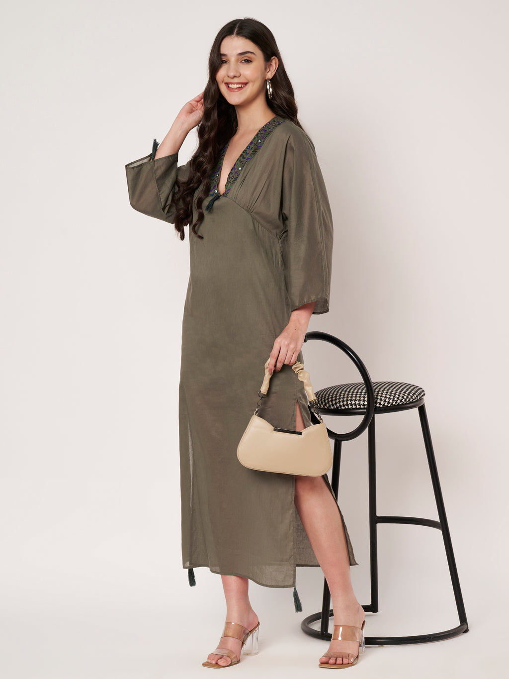 The Noor Olive Kaftan collection