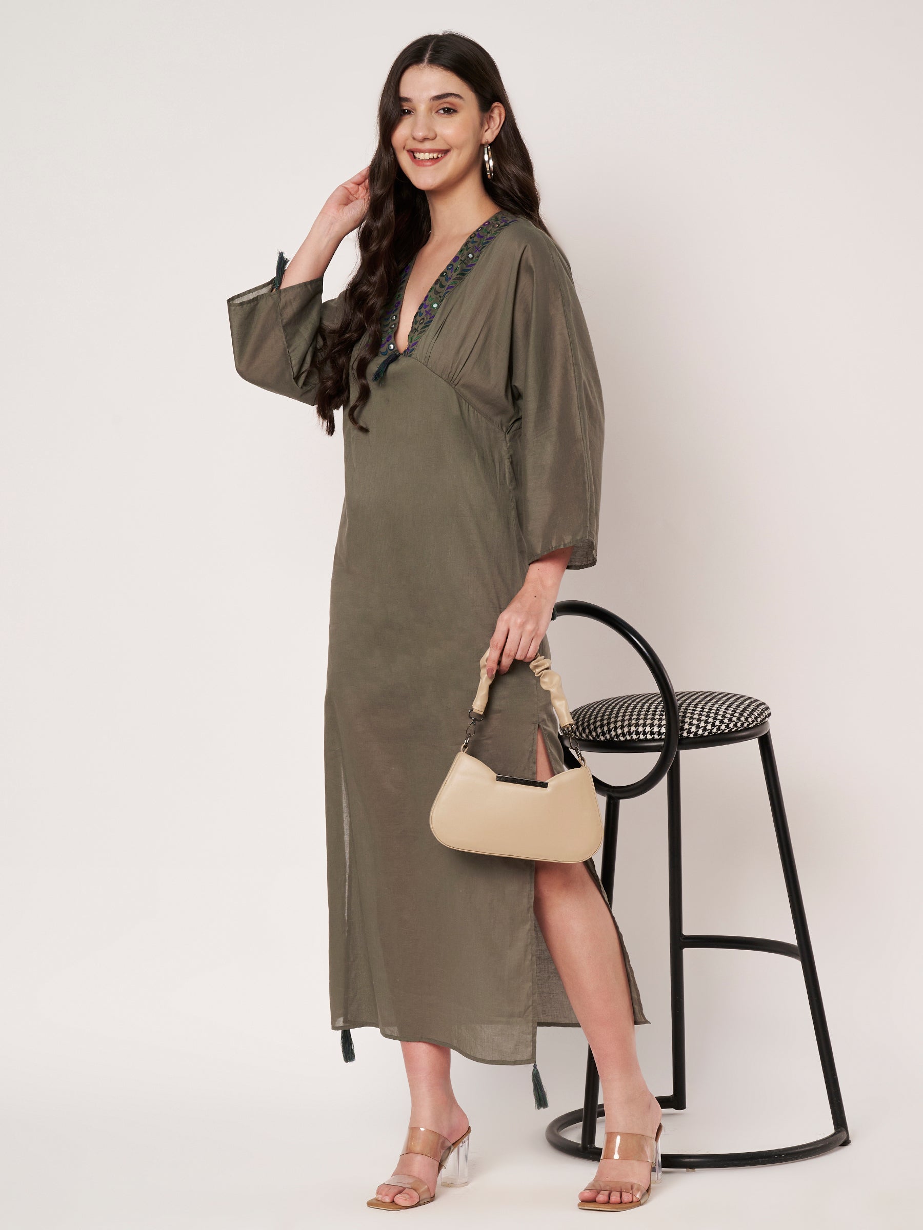 The Noor Olive Kaftan collection