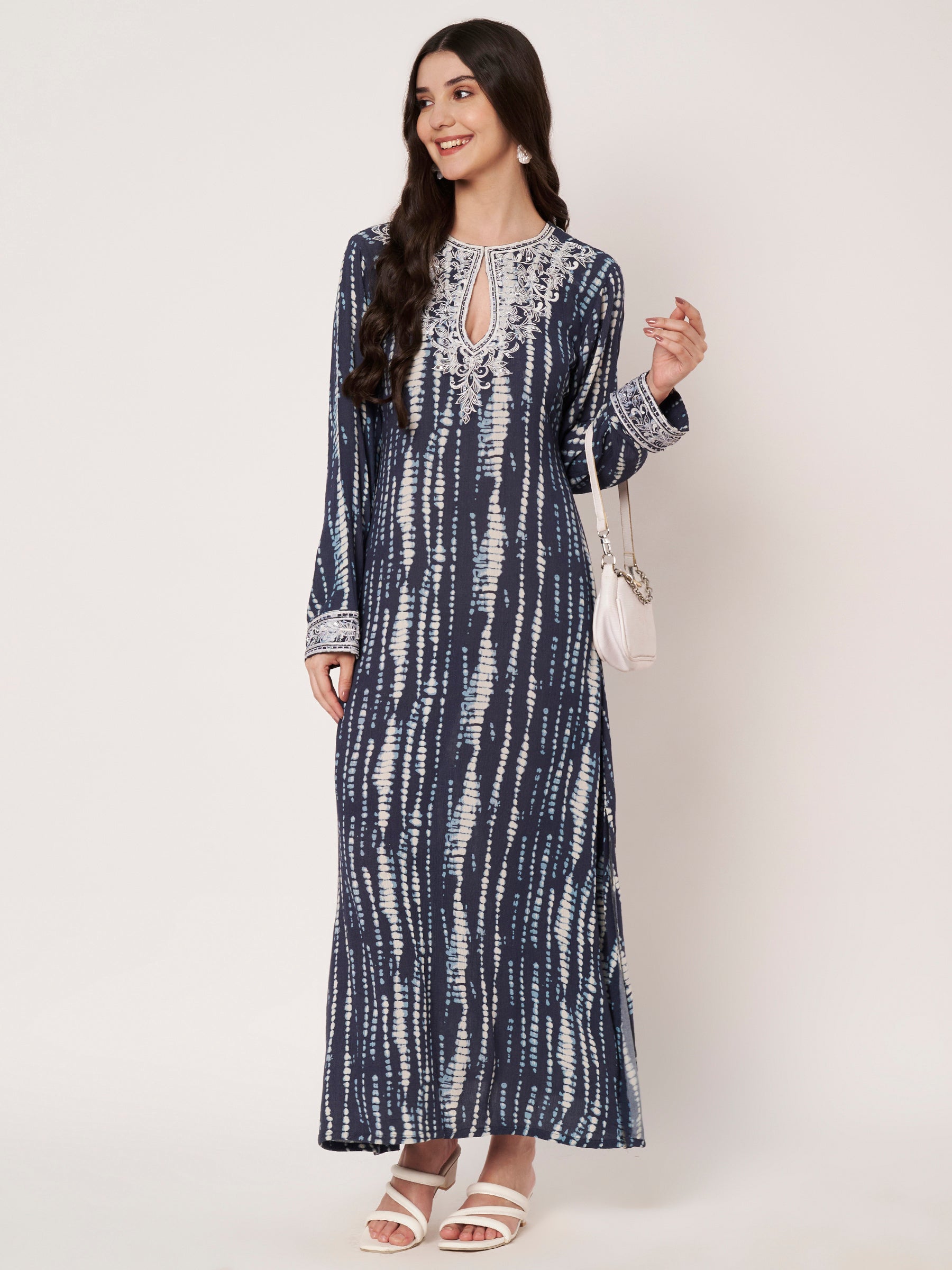 Noor Navy Blue Kaftan by Amagyaa