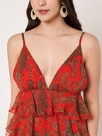 Red Ruffle Tiered Mini Dress